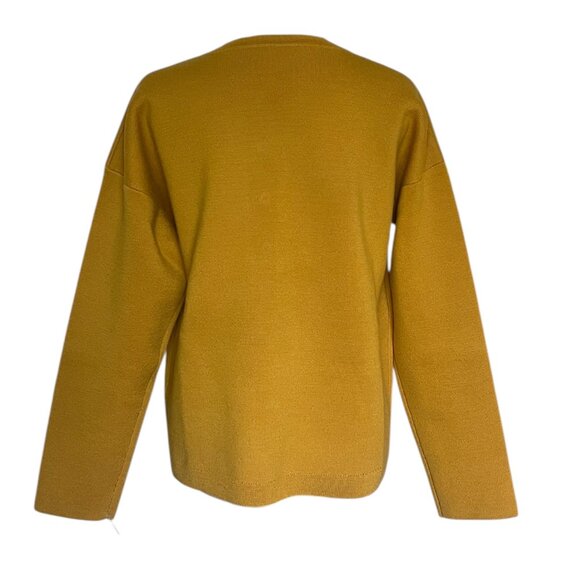 J.Crew Bonded Lace-Up Mustard Merino Wool Sweater Sz M NWT - Picture 5 of 7